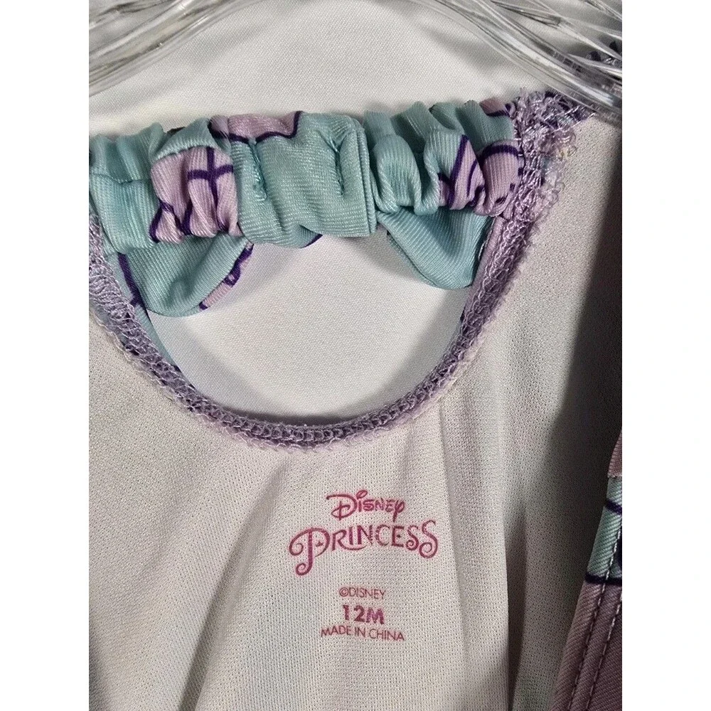Disney Little Mermaid Toddler Girl 1 Piece Rashguard Swimsuit, UPF 50, 12 Month